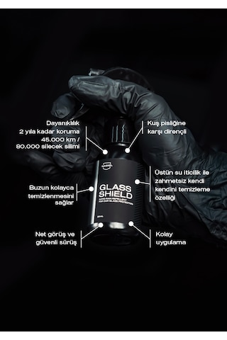 Nasiol Glasshield Nano Yağmur Kaydırıcı Cam Yüzey Seramik Kaplama 2 Yıl Dayanım Su İtici Spreyi 50 ML