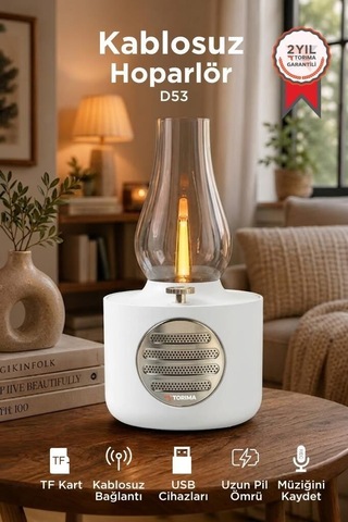 Özel Seri Seslet Taşınabilir Hediyelik Bluetooth Hoparlör Vintage Gaz Lambası D53 Beyaz