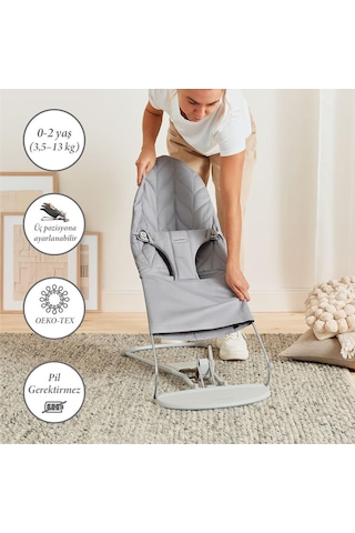Babybjörn Blıss Ana Kucağı Petal Woven Cotton Grey 7317680062246