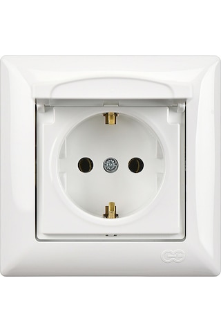 Günsan  Visage Beyaz Kapaklı Topraklı Priz