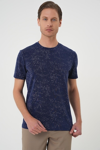 Efor Comfort Fit Bisiklet Yaka Batik Görünmlü Kısa Kol Casual Lacivert Tişört Ts 905 Lacivert