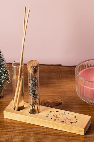 Yılbaşı Tasarımlı Dekoratif Set - Bambu Oda Kokusu Şişesi Diğer