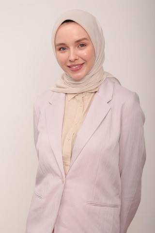 Miray Düz Pamuk Eşarp - Kemik Rengi - Kemik