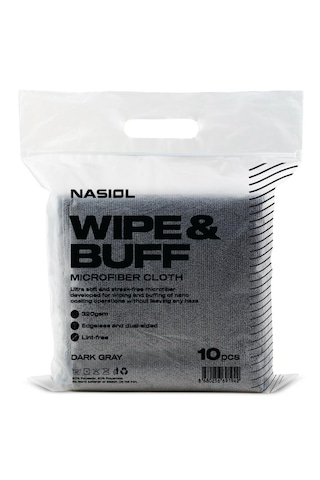 Nasiol Wipe&Buff Mikrofiber Seramik Kaplama Detailing Bezi 10lu K.Gri Temizlik Bezi 35x40 CM 320gsm