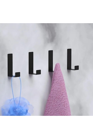 Yapışkanlı Askılık Kapı Arkası Bornoz Askılığı Yapışkanlı Mutfak Banyo Askılığı Havlu Askılığı Elbise Askılığı 4'lü Set 3m Yapışkanlı Tasarım Siyah