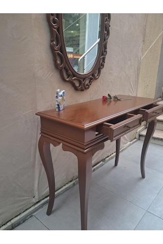 Dresuar St 90599 Çift Çekmece Oval Aynalı Rustik Aslan Ayak Kayın Kaplam Natüre Ceviz Renk Kahverengi