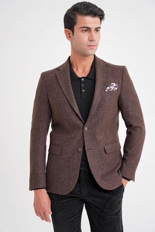 C 718 Ceket Slim Kahve Kahverengi