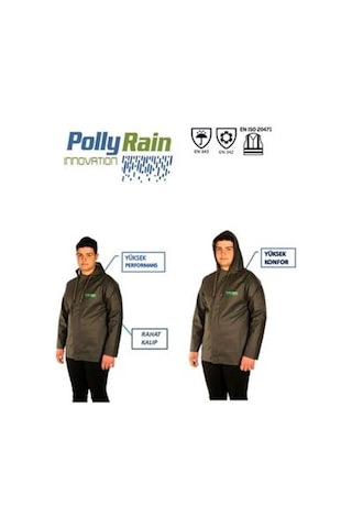 Polly Boot Pvc Ceket Yağmurluk Haki Haki