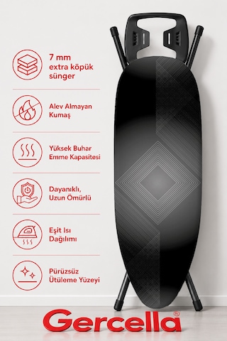 Hediyeli Silver Gri Ütü Masası Kılıfı Bezi Örtüsü Açık Gri