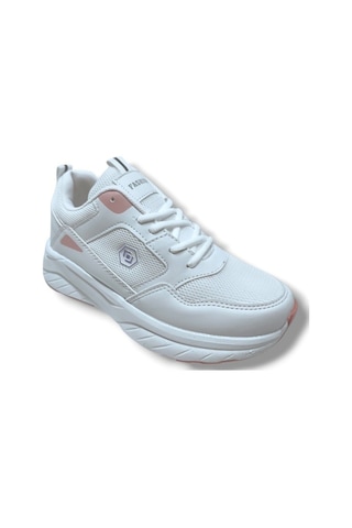 Queen Step 2110-25 Deri Anorak Anatomik Kadın Sneaker Beyaz Pembe Beyaz