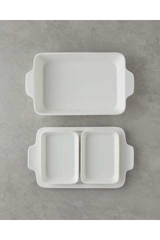 Bianca Seramik Set Fırın Kabı 34x20 Cm Beyaz Beyaz
