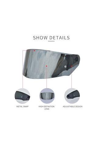 Novahub Çok Renkli Motosiklet Yarı Kask Lensleri - Ls2 Ff320 328 353 800 Uyumlu - Altın, Gri, Gümüş Silver