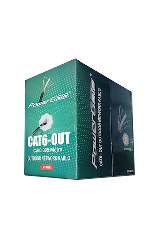 Powergate Cat6-out-cca, Outdoor Dış Mekan , Polietilen, 23awg 0.57mm, Utp, Cat6, Cca Kablo, 305m, S