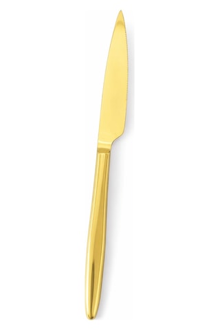 6'lı Gold Paslanmaz Çelik Yemek Bıçağı Parlak Altın Renk Modern Yemek Bıçağı Altın