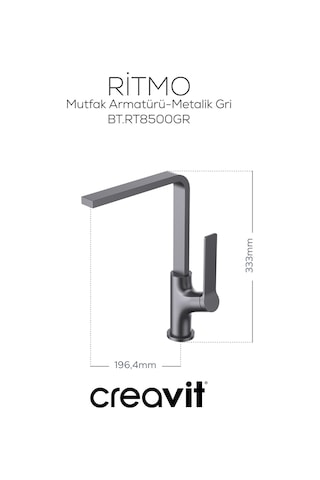 Creavit Ritmo RT8500GR Mutfak Armatürü Metalik Gri