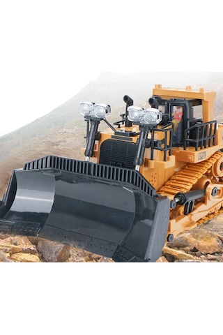Işıklı Sesli Full Fonksiyon Metal Hareketli Buldozer 2.4ghz Uzaktan Kumandalı İş Makinesi Kepçe