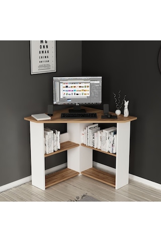 Corner Köşe Çalışma Masası Bilgisayar Masası Ofis Masası Kemençe - Beyaz