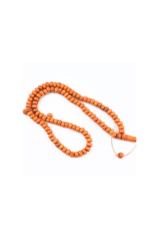 Şimşir Ağacı Boyalı Turuncu 99luk Tekerlek Kesim 10x6mm Namaz Tesbihi Turuncu