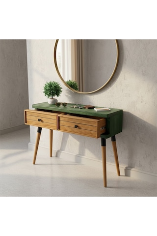 Mobenta Stria Entry: Modern Masif Dresuar 2 Çekmeceli Antre Konsolu - 120x31 Ye-tk Yeşil-ahşap