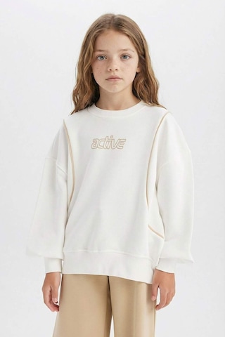 DeFacto Kız Çocuk Oversize Geniş Kalıp Bisiklet Yaka Baskılı Sweatshirt D9784A825SPER105 Ekru