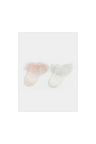 LC Waikiki Alıta Cıty Farkıyla Lcw Baby Pembe Fırfırlı Kız Bebek Patik Çorap 2'li Pembe - 923930770 Pembe