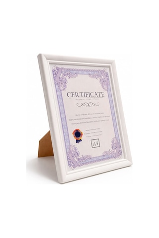 A4 Beyaz Diploma Ve Sertifika Çerçevesi 21,5x31 Cm Duvar Ve Masa Çerçevesi