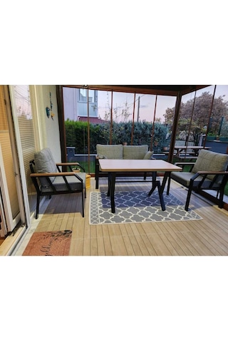 Tu Tienda Nergiz 2+1+1+masa Bahçe Balkon Mutfak Mobilyası,kayrak Gri Kayrak Gri