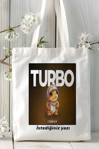 Art Hediye Turbo Baskılı Bez Çanta Omuz Çantası Kişiye Özel Desen 3 Çok Renkli