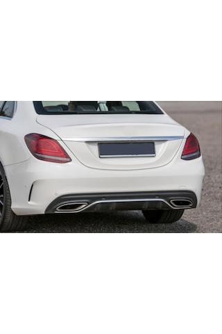 Mercedes C Serisi W205 Makyajsız Görünüm Amg Arka Tampon + Difüzör + Egzoz 2015 2022 Boyasız