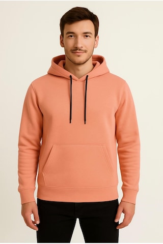 Axxel Erkek Somon Kapüşonlu Sweatshirt-w1108 Pembe 3 İplik Şardonlu