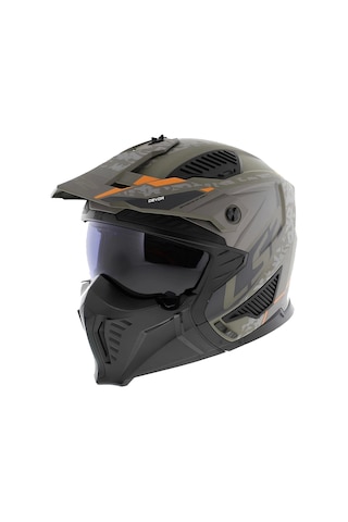 Ls2 Drifter Devor Ön Çene Çıkarılabilir Modüler Kask Mat Kum - Turuncu