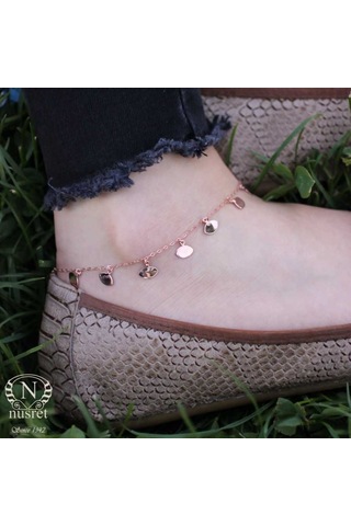 Nusret 925 Ayar Rose Gümüş Göz Model Halhal Rose Gold