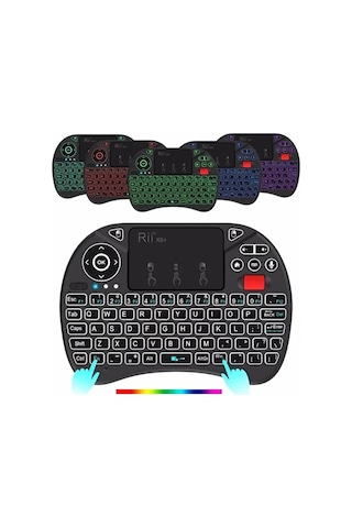 Rgb Işıklı Mini Kablosuz Klavye Touchpad Combo, Bluetooth Ve 2.4g Smart Tv Kumandası