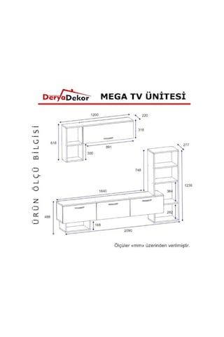 Tv Ünitesi Deva Beyaz Ceviz