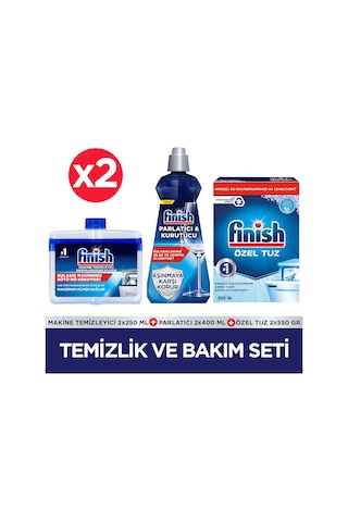 Finish Temizlik ve Bakım Seti (Parlatıcı 400 ML+ Makine Temizleyici Sıvı 250 ML+ Tuz 550 g) x 2
