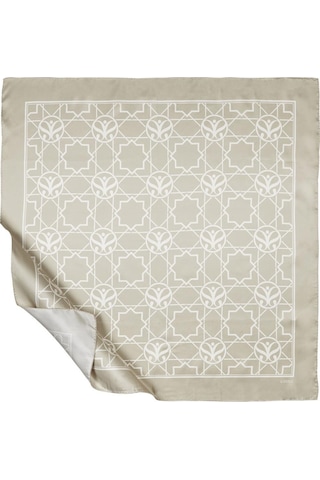 İpekevi Twill İpek Eşarp - Seljuk Monogram - Nil Yeşili - Gri