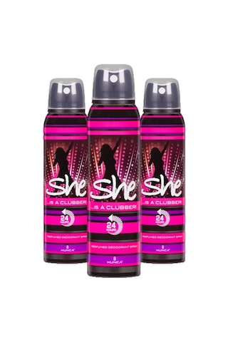She is A Clubber Kadın Sprey Deodorant 3 x 150 ML
