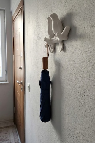 3d Minimal Kuş Duvar Askısı 17 X 17 Cm, Dekoratif Anahtarlık Çanta Askılığı Beyaz
