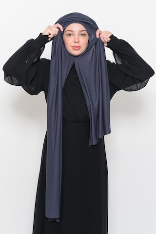 Hazır Pratik Geçmeli Lüks Düz Penye Şal Çapraz Hizalı Füme