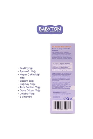 Babyton Doğal Bebek Bakım Yağı 50 ML