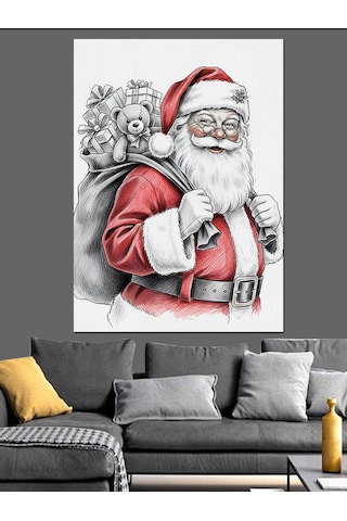 Ahşap Tablo Noel Baba Hediye Çuvalı