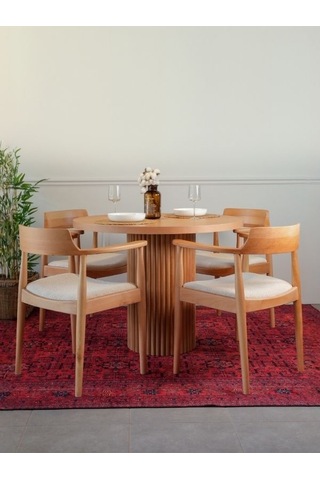 Sardes İskandinav Natural Ahşap Masa Sandalye Takımı 90x90 Natural