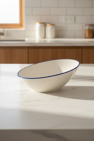 6'lı Truva Salata Kasesi 18cm Rim Lacivert Rinart Krem