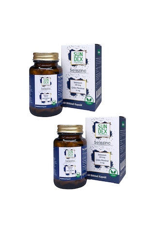 Sundex Selezinc Selenyum L-Selenometionin ve Çinko Pikolinat 2 x 60 Bitkisel Kapsül