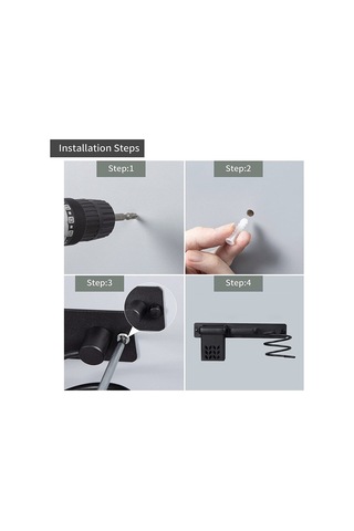 Lichen Saç Kurutma Makinesi Depolama Rafı, Banyo Saç Bakımı Siyah