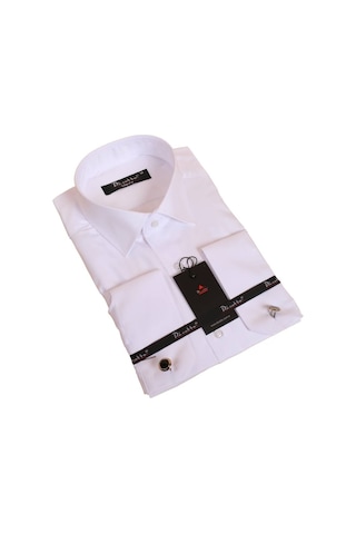 Dicotto Beyaz Dar Kesim Micro Kumaş Kol Düğmeli Slim Fit Erkek Gömlek - 201-1 001