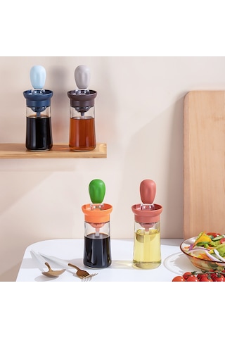 Hfambition Ev Fırında Ve Bahçe Barbeküs İçin Silikon Yağlı Fırça, Dozajlı Yağ Sokucu, Turuncu-yesil, Pratik Kullanım Çok Renkli