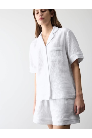 Marks & Spencer Autograph Müslin Pijama Takımı T37002003A Beyaz