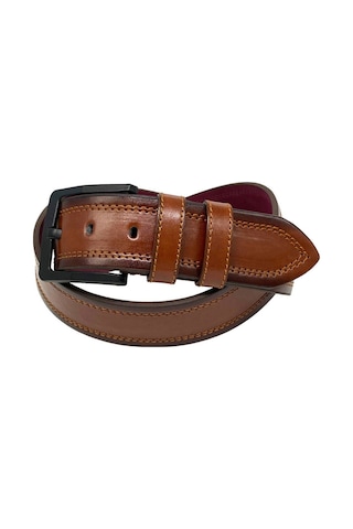 Süzer Deri Taba Suni Deri Dikişli Desensiz Düz Model 4.5 Cm.lik Spor Kot Kemer - 4523-111-22ks Taba