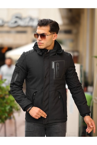 Outdoor Su Ve Rüzgar Geçirmez Kapitone Içi Kürklü Softshell Mont Siyah